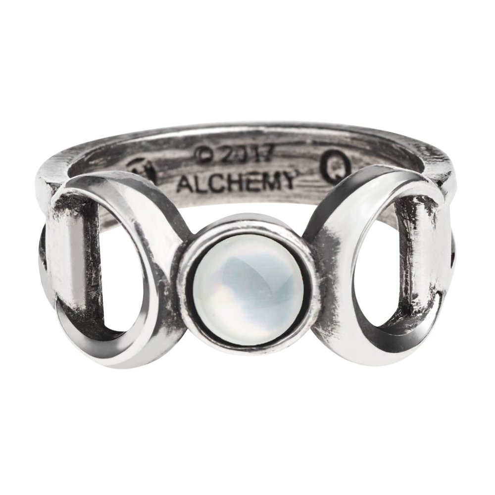Alchemy Gothic Triple Goddess Wicca Ring Sz 6-9.5